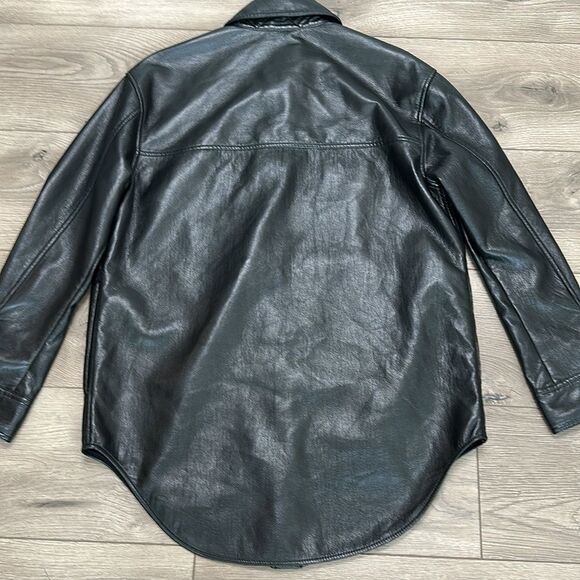 Wilfred By Aritzia Vegan Leather Shirt Jacket Black Shacket Size Small - Picture 5 of 13